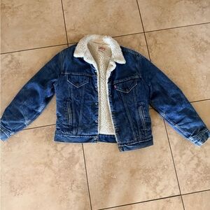 Vintage 1980's Levi's San Francisco Sherpa 42 R Lined Denim Jacket Made In